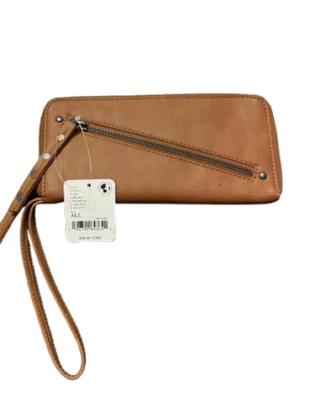 Free People Distressed Vegan Leather Wallet Wristlet - Brown